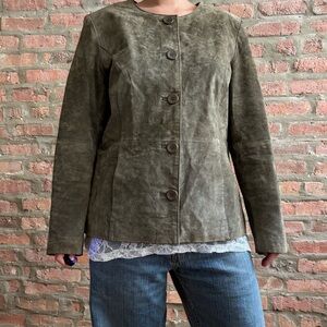 Olive Green Geniune Leather Jacket Women's Jacket Cold Water Creek size L